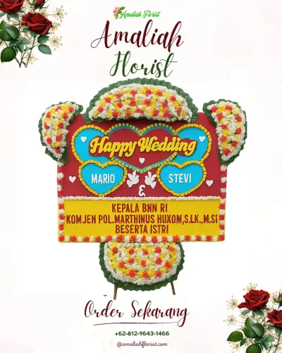 Karangan Papan Bunga Pernikahan sumberejo